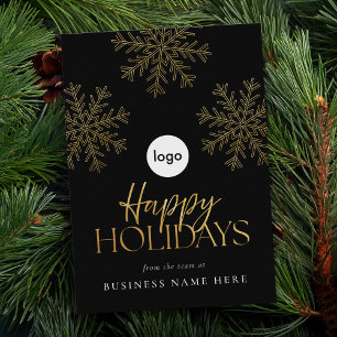 Happy Holidays Modern Gold Snowflake Business Holiday Card