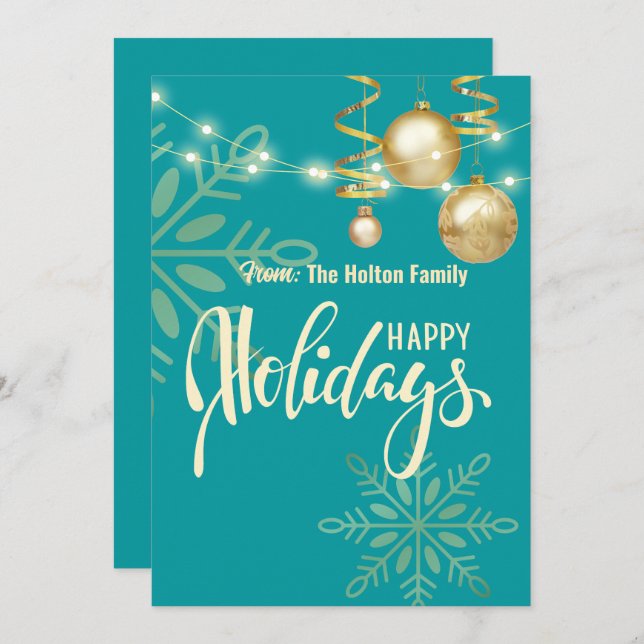 Happy holidays modern green Christmas  Invitation (Front/Back)