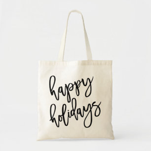 Happy Holidays Modern Lettering Tote Bag