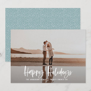 Happy holidays modern, minimal photo christmas holiday card