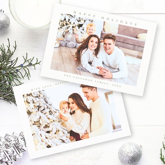 Happy Holidays Modern Minimal Photo Holiday Card (Creator Uploaded)
