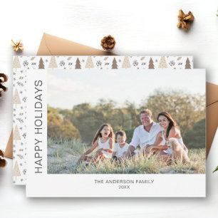 Happy Holidays Modern Minimal Photo Holiday Card