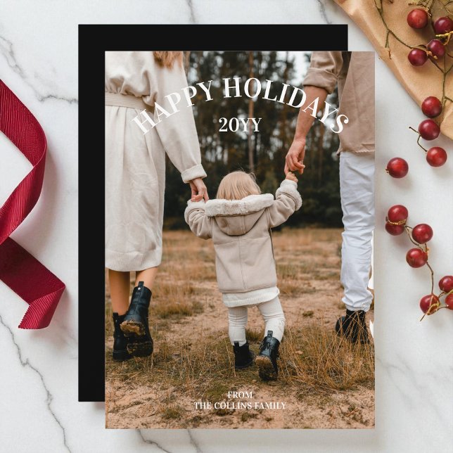 Happy Holidays Modern Minimalist Photo Christmas Holiday Card (Happy Holidays Modern Minimalist Photo Christmas Holiday Card)