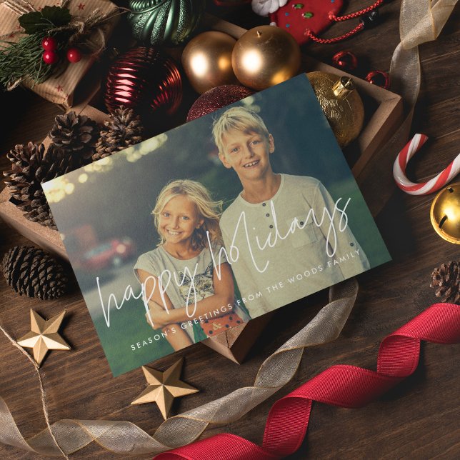 Happy Holidays Modern Minimalist Photo Holiday Card (Creator Uploaded)