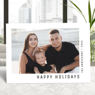 Happy Holidays Modern Minimalist Simple Photo Holiday Card