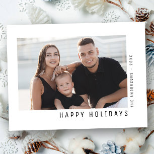 Happy Holidays Modern Minimalist Simple Photo Holiday Postcard