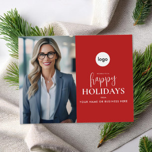 Happy Holidays Modern Photo Business Holiday Card