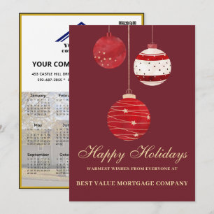 Happy Holidays Modern Photo Calendar Business Holiday Card