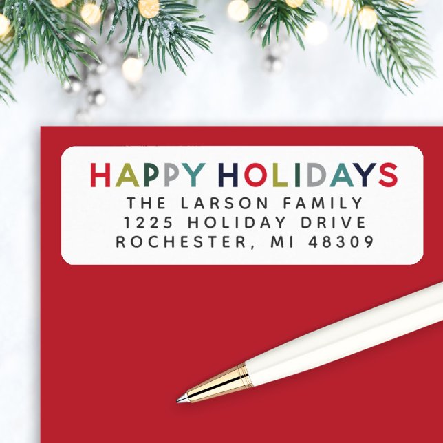 Happy Holidays Modern Rainbow Return Adresse (Créateur téléchargé)