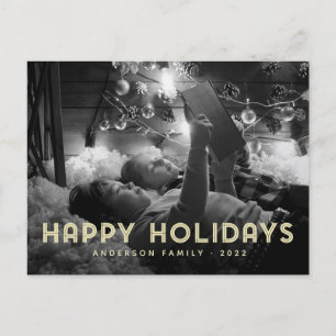 Happy Holidays Modern Simple Typography Holiday Postcard