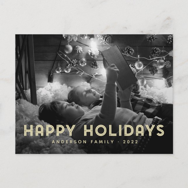 Happy Holidays Modern Simple Typography Holiday Postcard (Front)