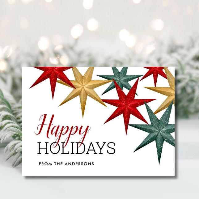 Happy Holidays Modern Stars Holiday Card (Creator Uploaded)