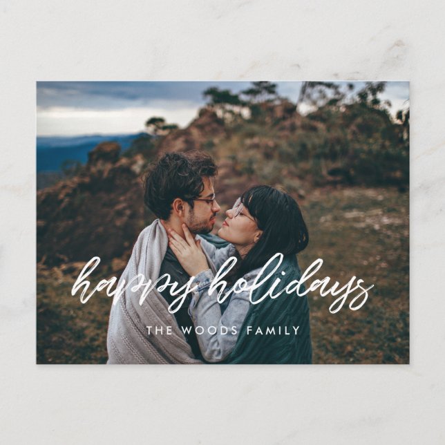 Happy Holidays Modern typography photo Postcard (Front)