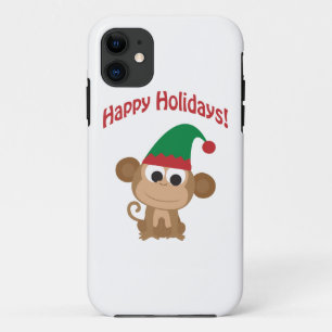Happy Holidays! Monkey Christmas Elf iPhone 11 Case