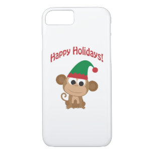 Happy Holidays! Monkey Christmas Elf Case-Mate iPhone Case