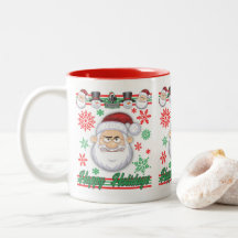 Happy Holidays Mug Santa Face