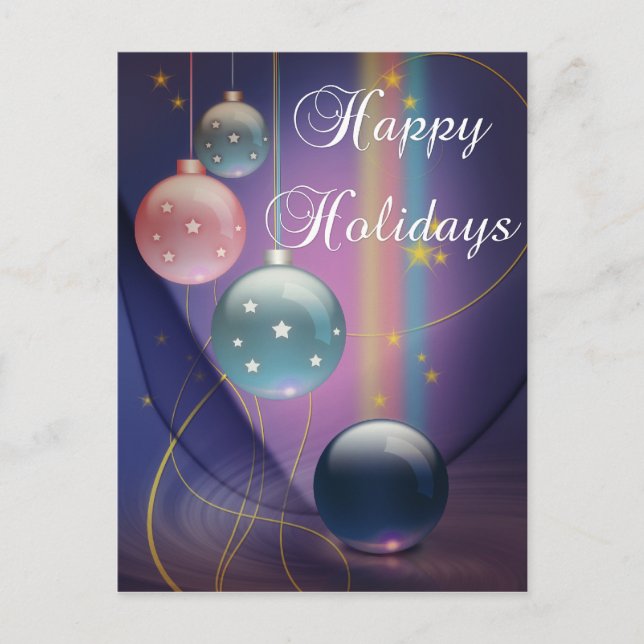 Happy Holidays Multi Bulbs Holiday Postcard (Front)