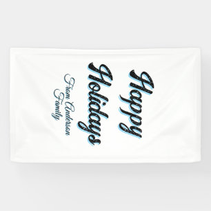 Happy holidays name family gifts stylish retro boh banner