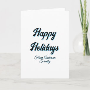 Happy holidays name family gifts stylish retro boh card