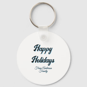 Happy holidays name family gifts stylish retro boh keychain