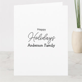 happy holidays name family simple bold modern retr card