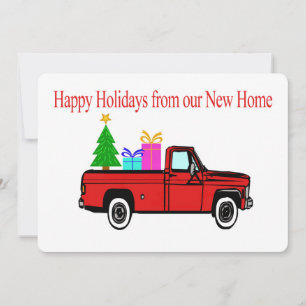 Happy Holidays New Home Car and tree Holiday Card
