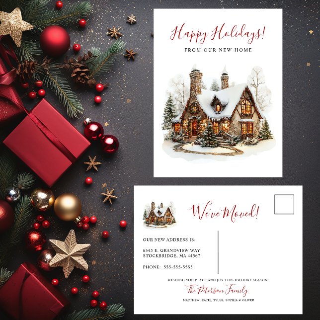 Happy Holidays New Home Moving Announcement Postcard (Creator Uploaded)