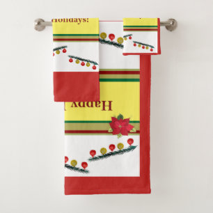 Happy Holidays,New Year, Christmas Towel Set