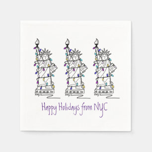 Happy Holidays New York City Hanukkah Christmas Napkin