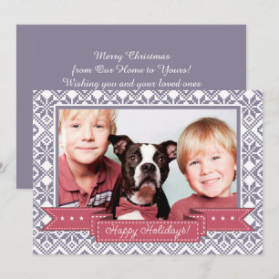 Happy Holidays. Nordic Snowflake Pattern Photo Holiday Card