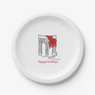 Happy Holidays NYC Brooklyn Bridge Christmas in NY Paper Plate