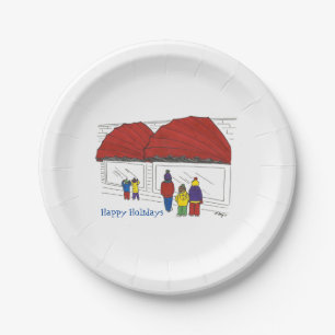 Happy Holidays NYC Window Shopping Christmas Paper Plate