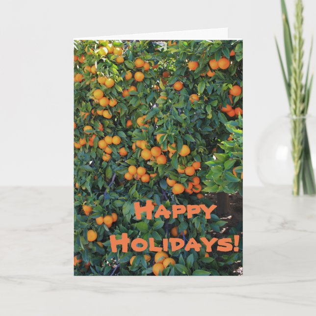 Happy Holidays Oranges Greeting Card (Front)