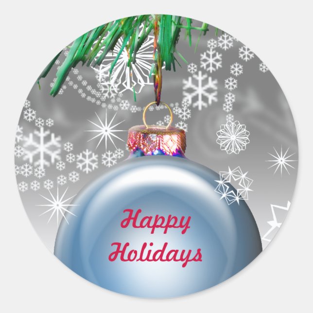 Happy Holidays Ornament Christmas Envelope Seals (Front)
