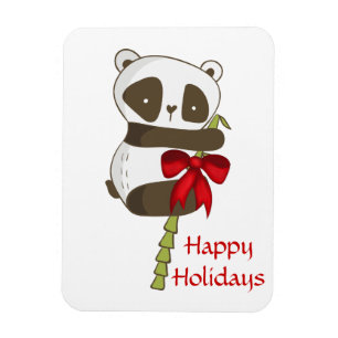 Happy Holidays Panda Magnet