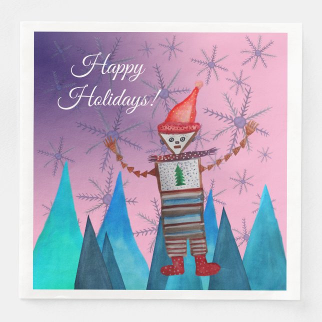 Happy Holidays   Paper Napkin (Front)
