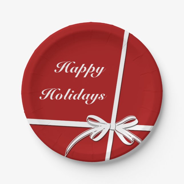 Happy Holidays Paper Plate (Front)