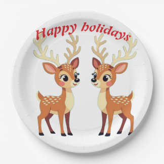 Happy holidays paper plates