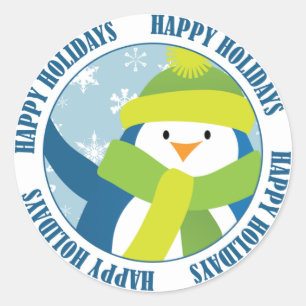 Happy Holidays Penguin Sticker