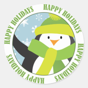 Happy Holidays Penguin Sticker