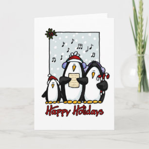 happy holidays penguins holiday card