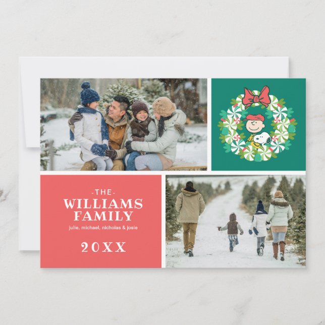 Happy Holidays | Peppermint Candy Wreath Holiday Card (Front)