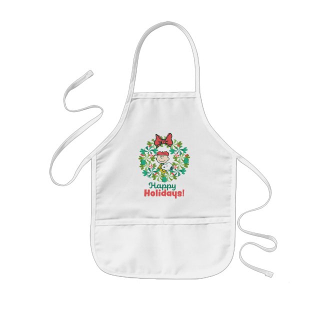 Happy Holidays | Peppermint Candy Wreath Kids Apron (Front)