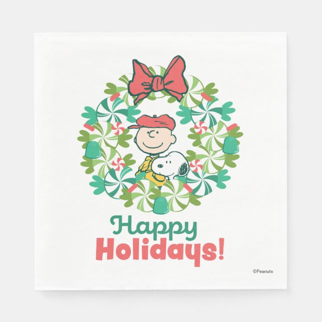 Happy Holidays | Peppermint Candy Wreath Napkin (Front)