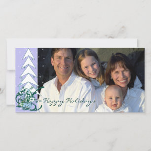 Happy Holidays Periwinkle Blue Family Photo Card