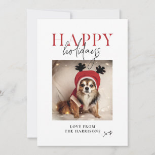 Happy Holidays Personalized Dog Photo Family  Holiday Card