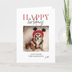 Happy Holidays Personalized Dog Photo Family Holiday Card