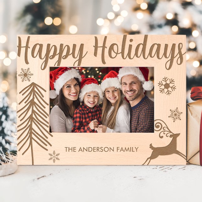 Happy Holidays Personalized Family Christmas Etched Frames (Creator Uploaded)