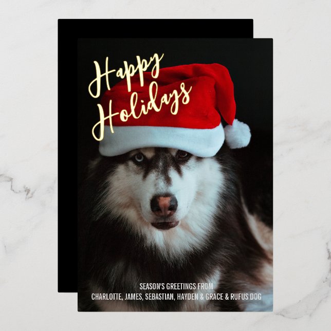 Happy Holidays Personalized Photo Foil Holiday Card (Front/Back)