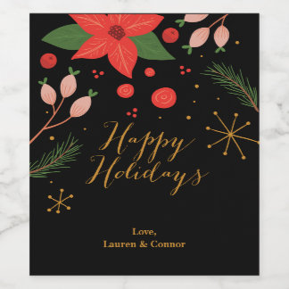 Happy Holidays Personalized Wine Labels